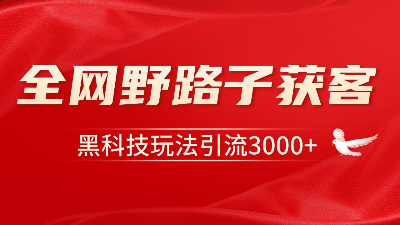 电商引流获客野路子全平台暴力截流获客日引500+-财创网