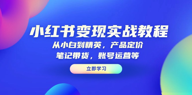 小红书变现实战教程：从小白到精英，产品定价，笔记带货，账号运营等-财创网