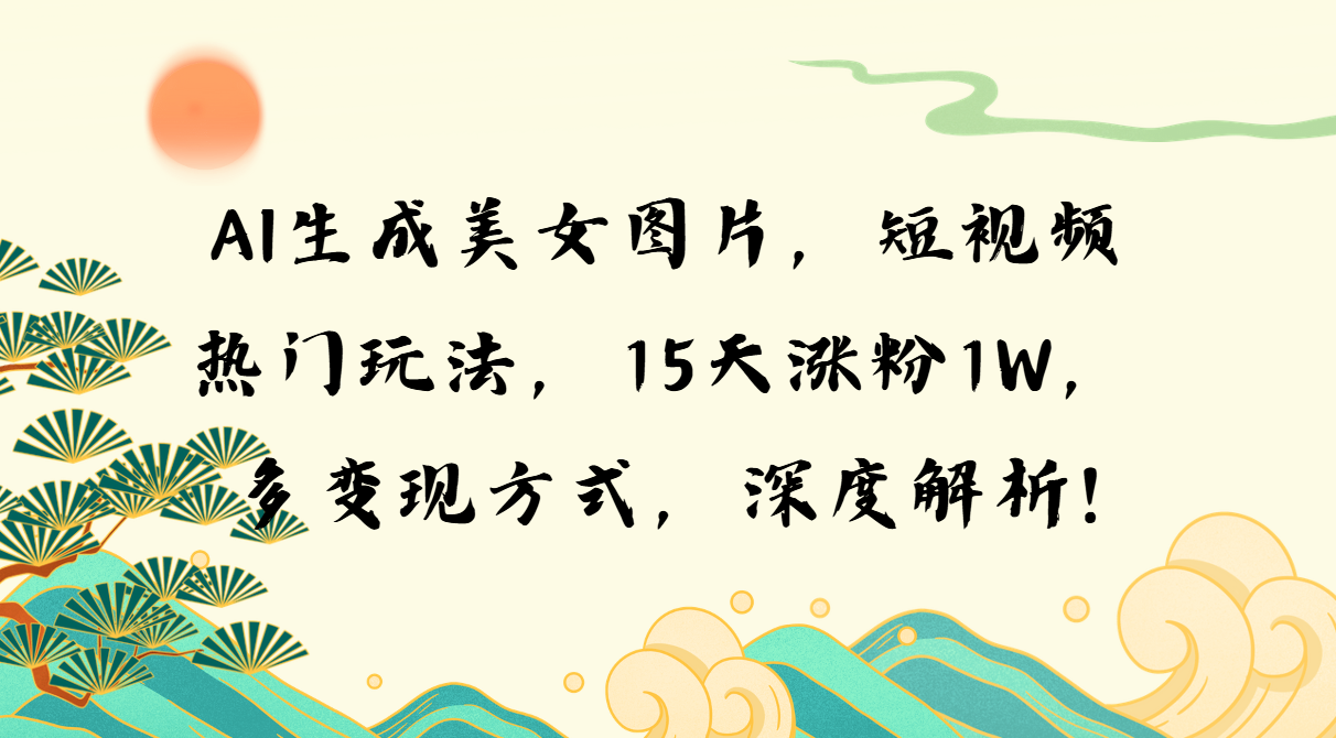 AI生成美女图片，短视频热门玩法，15天涨粉1W，多变现方式，深度解析!-财创网