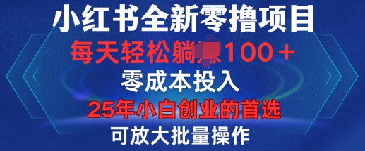 小红书全新纯零撸项目，只要有号就能玩，可放大批量操作，轻松日入100+【揭秘】-财创网