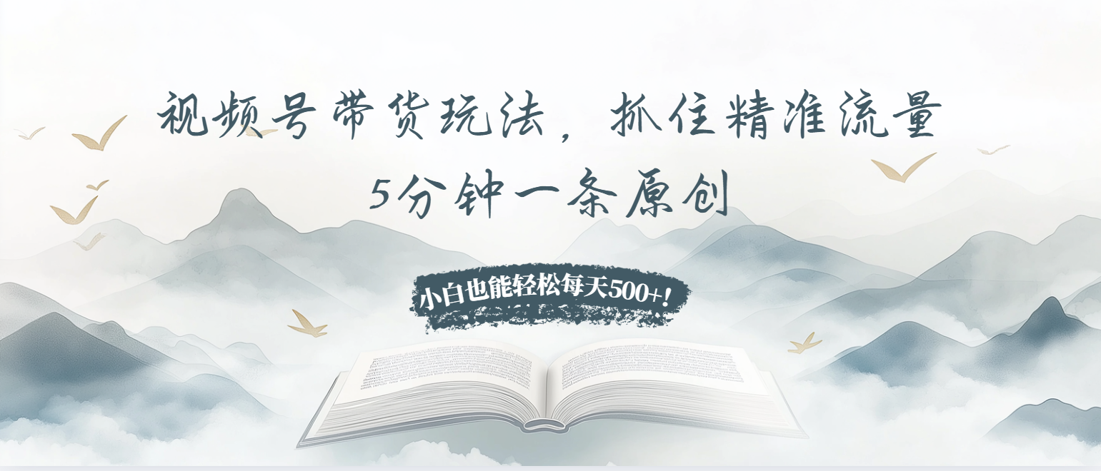 视频号带货玩法，抓住精准流量，5分钟一条原创，小白也能轻松每天500+！-财创网