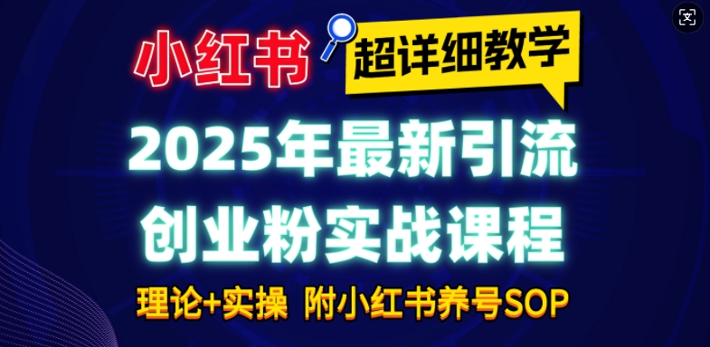 2025年最新小红书引流创业粉实战课程【超详细教学】小白轻松上手，月入1W+，附小红书养号SOP-财创网