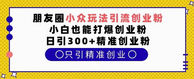 朋友圈小众玩法引流创业粉，小白也能打爆创业粉，日引300+精准创业粉【揭秘】-财创网