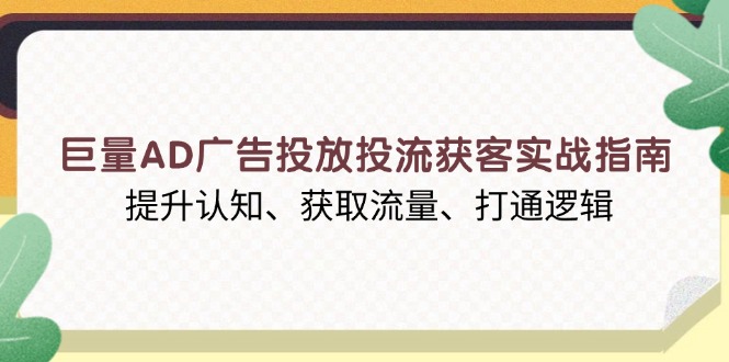 巨量AD广告投放投流获客实战指南，提升认知、获取流量、打通逻辑-财创网