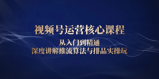 视频号运营核心课程，从入门到精通，深度讲解推流算法与排品实操玩-财创网