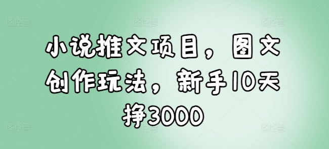 小说推文项目，图文创作玩法，新手10天挣3000-财创网