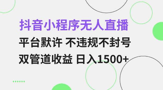 抖音小程序无人直播 平台默许 不违规不封号 双管道收益 日入多张 小白也能轻松操作【仅揭秘】-财创网